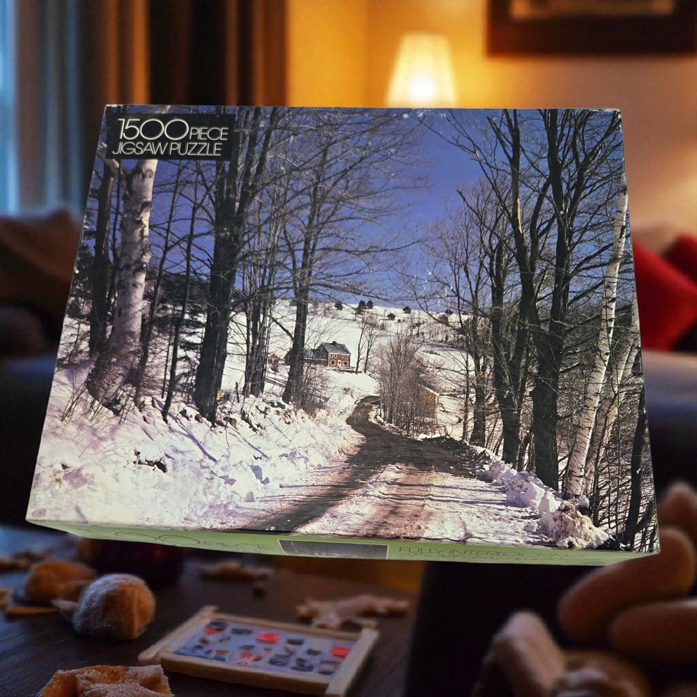 Vintage Whitman Rural Turnbridge VT Jigsaw Puzzle 1500 Pcs 27" x 33" Winter Time